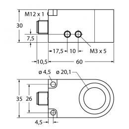 Індуктивний датчик BI20R-W30-DAN6X-H1141, Turck