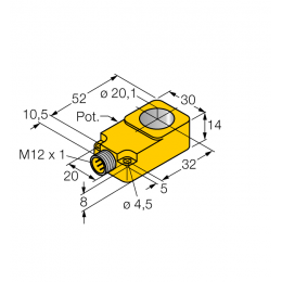 Індуктивний датчик BI20R-Q14-LU-H1141, Turck