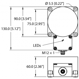 Індуктивний датчик NI100U-K90SR-VP4X2-H1141, Turck